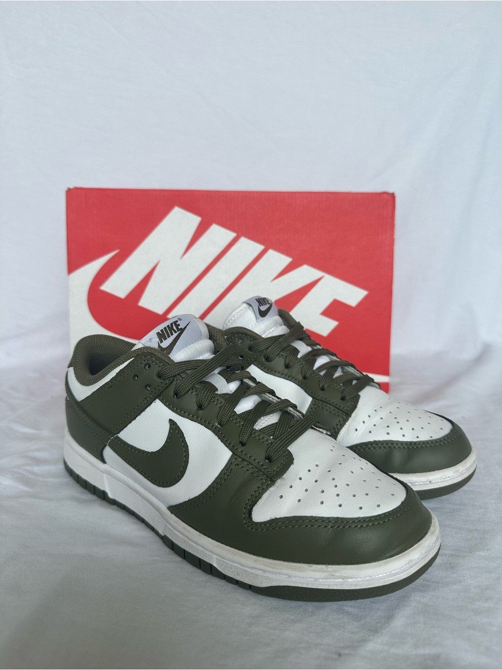 Nike Dunk Low White Medium Olive Womens Size 6.5 DD1503-120 With Box